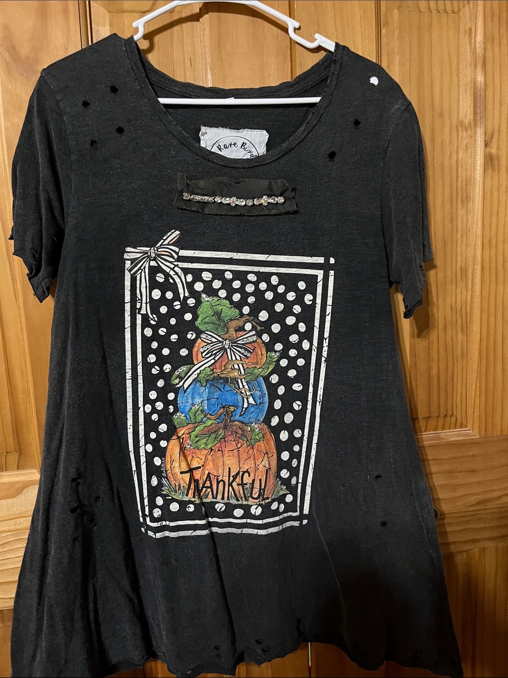Kids Black 'Thankful' Pumpkin Stack Short Sleeve Tee